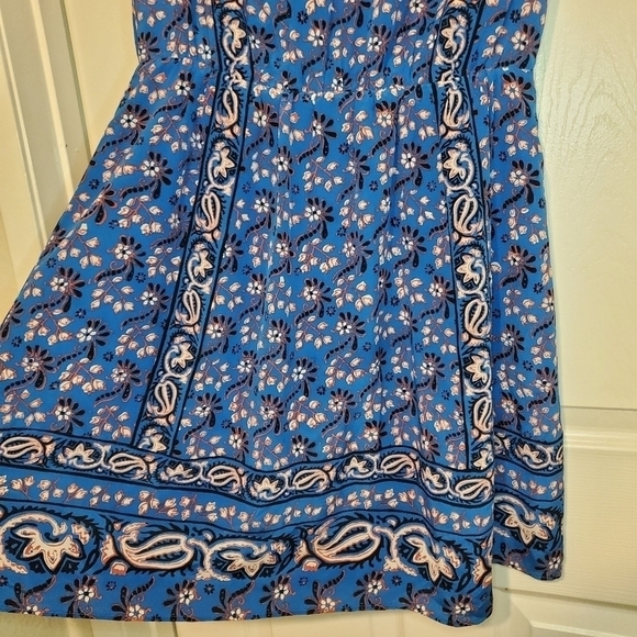 J. Crew Border Print Vibrant Blue Silk Dress Sz 2 - Picture 6 of 13